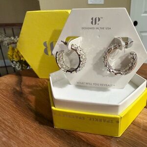Bomb Party Hoop Earrings ER36880 Lemon CZ Rhodium NEW NIB Enchanted Moments